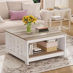 DWVO Farmhouse Coffee Table with Storage