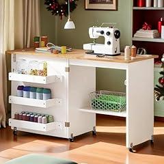 DWVO Folding Sewing & Craft Table with Storage