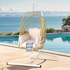 DWVO Wicker Egg Chair with Stand