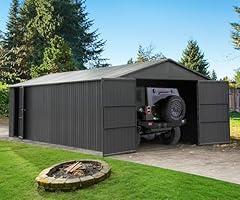 Domi Outdoor Garage Shed 12x25FT Dark Grey