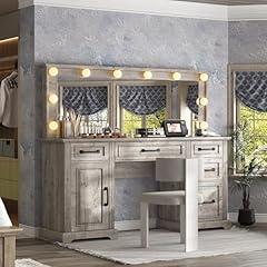 Amerlife Vanity with Hollywood Mirror and Charging Station