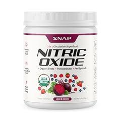 Snap Supplements Organic Beet Root Powder, 3-in-1 Nitric Oxide Supplement, 250g (Mixed Berry)