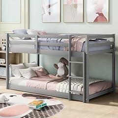 ZJIAH Twin Over Twin Low Bunk Bed