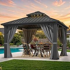 DWVO 10x10ft Hardtop Gazebo with Curtains