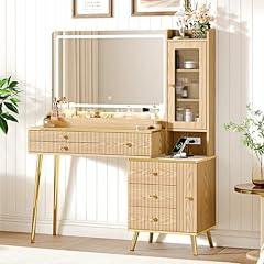 Arulvmrn Modern Vanity Desk with Lighted Mirror