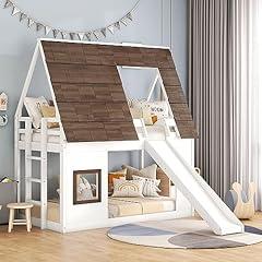 Merax Twin Over Twin House Bunk Bed