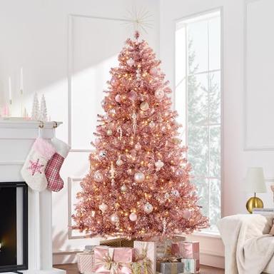 pink christmas trees