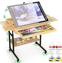 Large Adjustable Jigsaw Puzzle Table with Storage