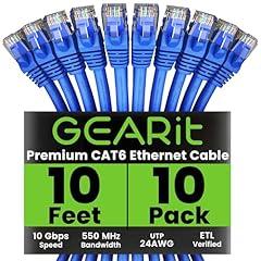 GearIT Cat 6 Ethernet Cable 10-Pack 10 Feet