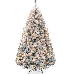 Pre-Lit Artificial Christmas Tree, 12ft Snow Flocked Pine