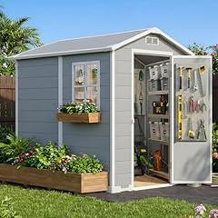 AIRAJ Outdoor Resin Storage Shed 4x6 FT