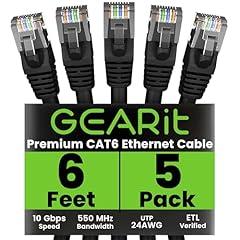 GEARit Cat 6 Ethernet Cable 5-Pack 6 Feet
