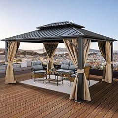 YITAHOME 10x12ft Hardtop Gazebo with Netting and Curtains