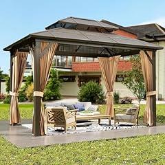 GAOMON Hardtop Gazebo with Curtains and Netting