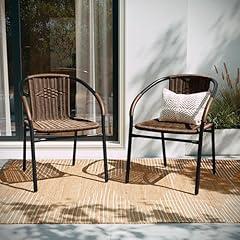 Emma & Oliver Rattan Stack Patio Chairs Set