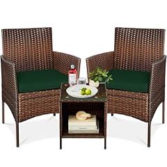 Outdoor Wicker Bistro Set - Brown/Green