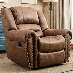CANMOV Leather Recliner Chair, Nut Brown