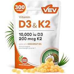 VEV Vitamin D3 K2 10000 IU Softgels