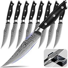 CoquusAid Steak Knives Set with Damascus Pattern