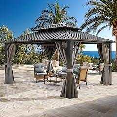 YITAHOME 10x12ft Hardtop Gazebo with Nettings