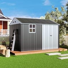 Jocisland Metal Storage Shed with Double Doors