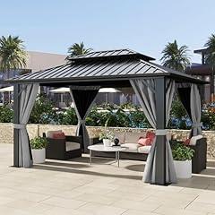 DWVO 10x12ft Hardtop Gazebo with Curtains