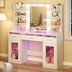 HUAHUU Vanity Desk with Mirror and Lights