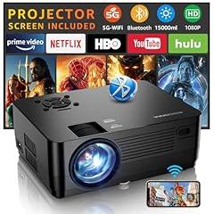 "1080P WiFi Bluetooth Movie Projector with Screen"
