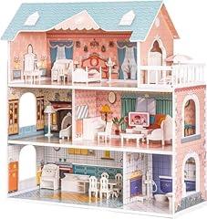 ROBUD Wooden Dollhouse with Furniture