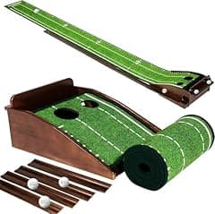 Golf Putting Mat with Automatic Ball Return