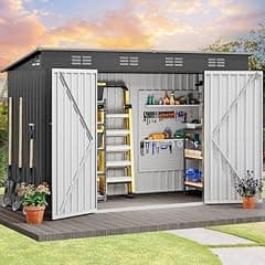 DWVO Outdoor Metal Storage Shed 9.1' x 4.2'