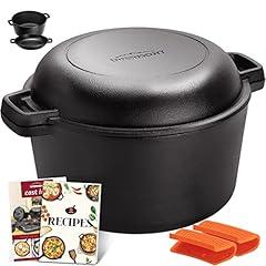 Overmont Pre-Seasoned Dutch Oven with Skillet Lid
