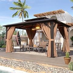 Aoxun Hardtop Gazebo with Curtains and Netting