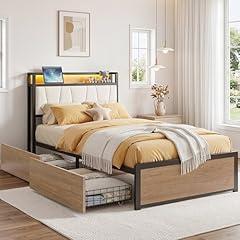 LIKIMIO Twin XL Bed with Storage & Lights