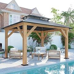 Amerlife 10x12 Wood Gazebo with Aluminum Roof