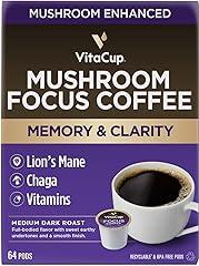 VitaCup Focus Mushroom Coffee Pods, 64 Ct