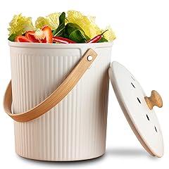 LALASTAR Kitchen Compost Bin, Bamboo Fiber, 1 Gallon, Cream