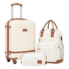 Coolife 3 Piece Luggage Set White