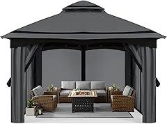 MASTERCANOPY 10x10FT Outdoor Patio Gazebo with Mosquito Netting for Backyard, Patio, Garden Dark Grey