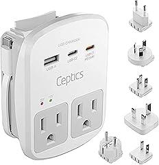 Ceptics Universal Travel Adapter Kit with USB and Surge Protection