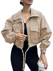 Tankaneo Women's Lightweight Cropped Utility Jacket