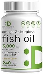 Deal Supplement Omega 3 Fish Oil, 3000mg, Lemon Flavored