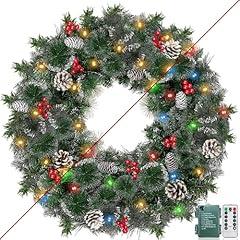 TURNMEON 24" Christmas Wreath with Lights