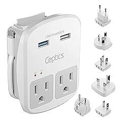 Ceptics Universal Travel Adapter Kit with USB and Surge Protection