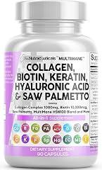 Clean Nutraceuticals Collagen Biotin Keratin Saw Palmetto Complex