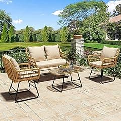 YITAHOME 4-Piece Outdoor Wicker Bistro Set