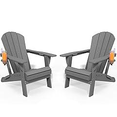 Tobeos Foldable Adirondack Chair with Cup Holder