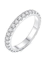 IMLOVE Moissanite Eternity Band Ring 0.6CT Sterling Silver