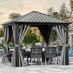 DWVO 10x10ft Steel Gazebo with Curtains