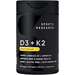 Sports Research Vitamin D3 K2 with Coconut Oil